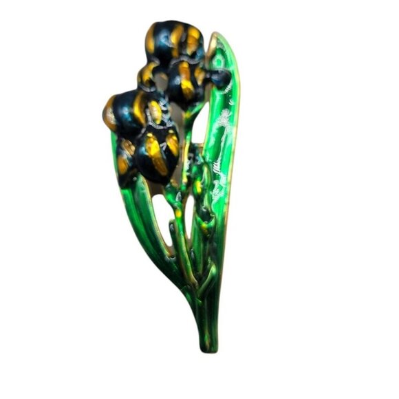 MFA Blue Iris Brooch Enamel Museum Fine Arts Vintage Pin - Picture 7 of 10